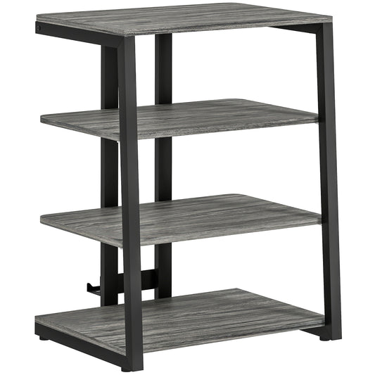 HiFi Seperates Stand, with Four Storage Shelves - Dark Grey