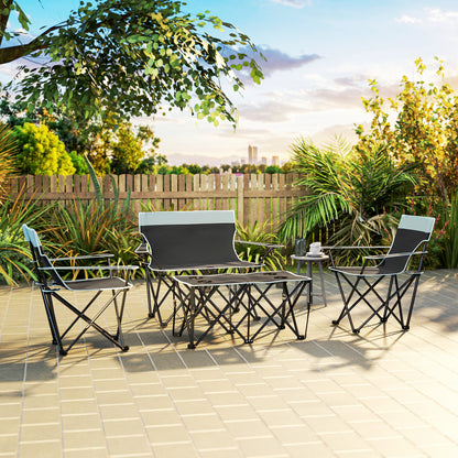 Outsunny Four-Piece Portable Camping Picnic Table Set - Grey