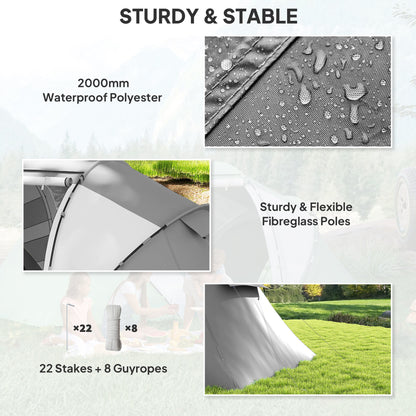Outsunny 4-6 Man UV Protection Camping Tent - Charcoal Grey and White / Green and White