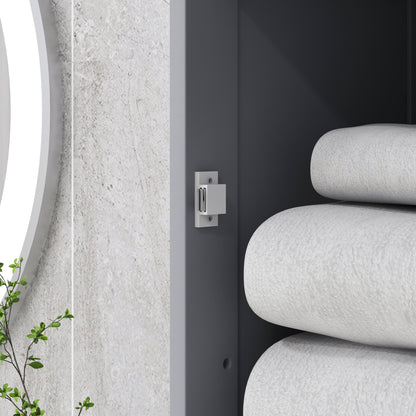 Kleankin Bathroom Storage Cabinet with 3-tier Shelf Drawer Door, Floor Cabinet Free Standing Tall Slim Side Organizer Shelves, Grey