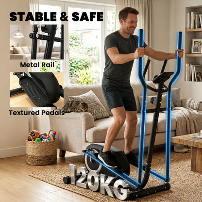 Magnetic Elliptical Cross Trainer | Bluetooth App | 8-Level Resistance | LCD & Heart Rate | 120kg | Grey