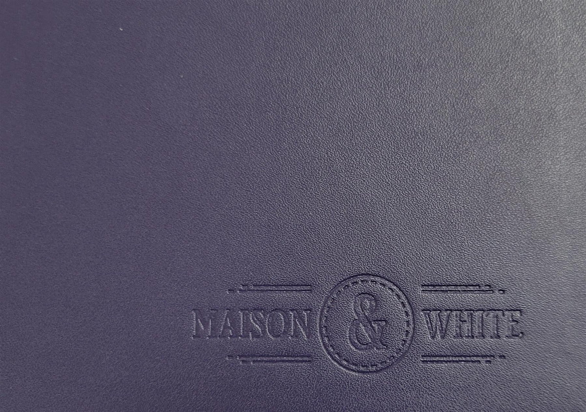 Maison & White Faux Leather Placemats & Coasters | Blue 12-Piece Table Set for 6 | Stitched Edges & Wipe-Clean Finish