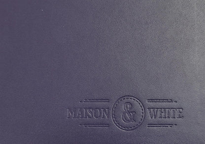 Maison & White Faux Leather Placemats & Coasters | Blue 12-Piece Table Set for 6 | Stitched Edges & Wipe-Clean Finish