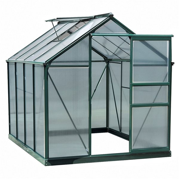 Clear Polycarbonate Greenhouse Large Walk-In Green House Garden Plants Grow Galvanized Base Aluminium Frame W/Slide