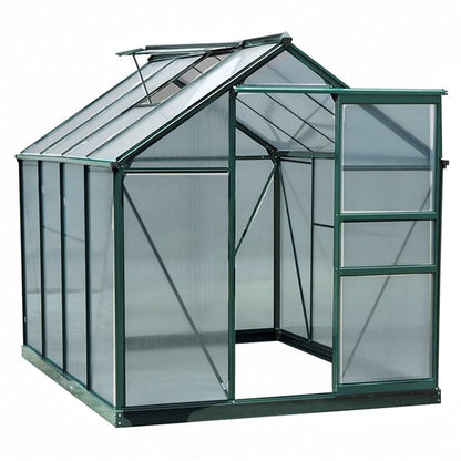 Clear Polycarbonate Greenhouse Large Walk-In Green House Garden Plants Grow Galvanized Base Aluminium Frame W/Slide