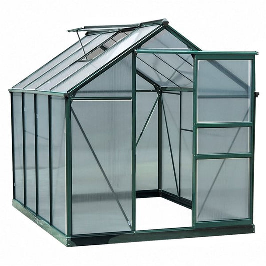 Clear Polycarbonate Greenhouse Large Walk-In Green House Garden Plants Grow Galvanized Base Aluminium Frame W/Slide