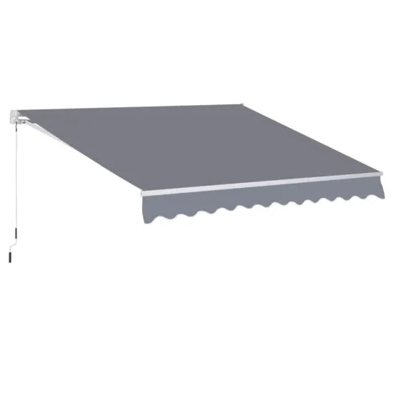 Manual Awning Canopy Sun Shade Shelter Retractable for Garden - Different Sizes - Grey