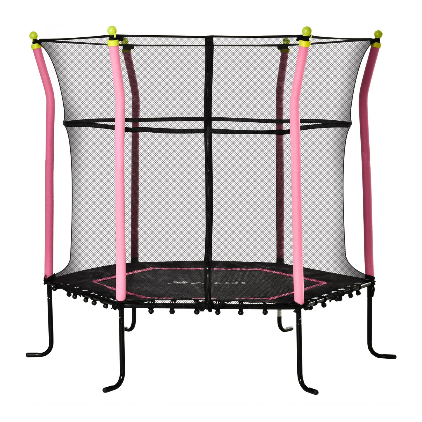 5.4FT/65 Inch Kids Trampoline with Enclosure Net Built-in Zipper Safety Pad Indoor Outdoor for Children Toddler Age 3-6 Years Old