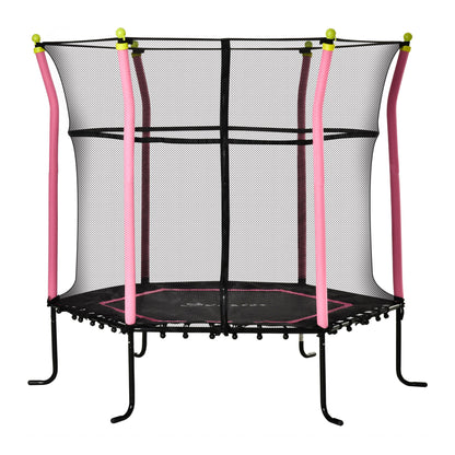 5.4FT/65 Inch Kids Trampoline with Enclosure Net Built-in Zipper Safety Pad Indoor Outdoor for Children Toddler Age 3-6 Years Old