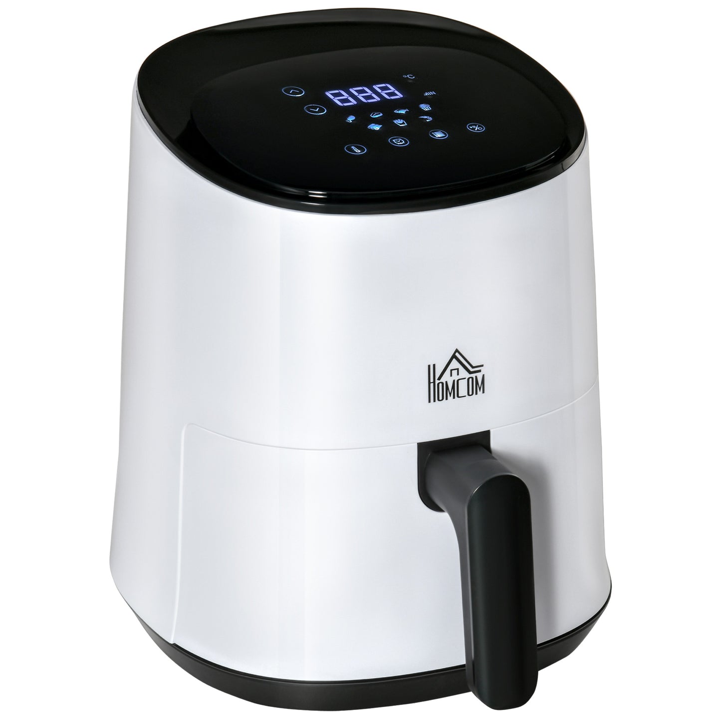 HOMCOM Air Fryer Oven 1300W 2.5L with Digital Display, Rapid Air Circulation, Adjustable Temperature, Timer and Nonstick Basket, White
