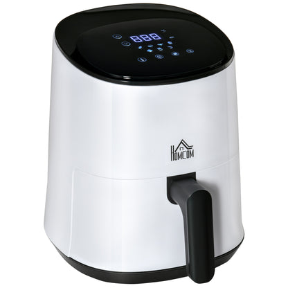 HOMCOM Air Fryer Oven 1300W 2.5L with Digital Display, Rapid Air Circulation, Adjustable Temperature, Timer and Nonstick Basket, White
