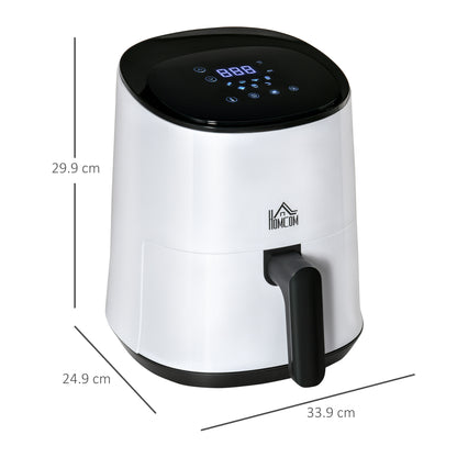 HOMCOM Air Fryer Oven 1300W 2.5L with Digital Display, Rapid Air Circulation, Adjustable Temperature, Timer and Nonstick Basket, White