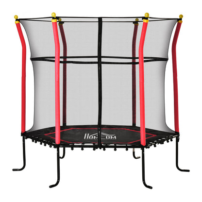 5.4FT/65 Inch Kids Trampoline with Enclosure Net Built-in Zipper Safety Pad Indoor Outdoor for Children Toddler Age 3-6 Years Old