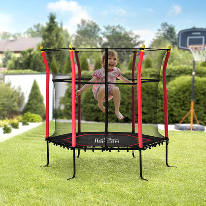 5.4FT/65 Inch Kids Trampoline with Enclosure Net Built-in Zipper Safety Pad Indoor Outdoor for Children Toddler Age 3-6 Years Old
