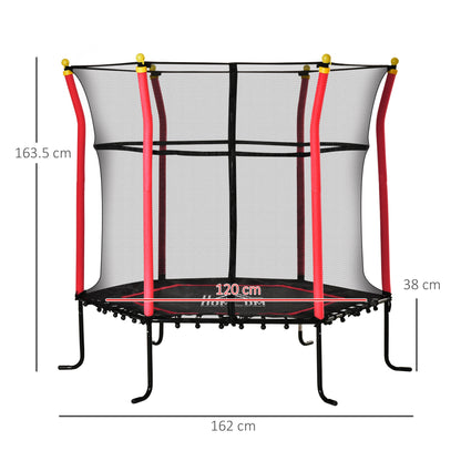 5.4FT/65 Inch Kids Trampoline with Enclosure Net Built-in Zipper Safety Pad Indoor Outdoor for Children Toddler Age 3-6 Years Old