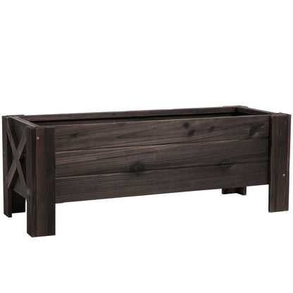 Outdoor Garden Raised Bed Planter Grow Your Own Food Containers For Outdoor Patio Plant Flower Vegetable Pot Fir Wood, 100 X 36.5 X 36 Cm
