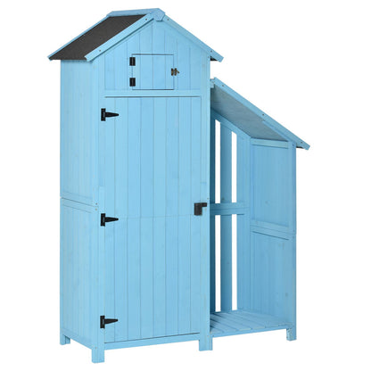 Garden Shed Wooden Firewood House Storage Cabinet Waterproof Asphalt Roof Tool Organizer With Lockable Door, 180 X 130 X 55 Cm