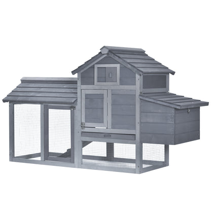 PawHut Chicken Coop Hen Cage Small Animal Hutch Nesting Box W/Outdoor Run 150.5 X 54 X 87 Cm