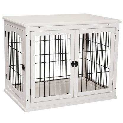 Mdf 3-Door Small Indoor Pet Dog House Training Cage White