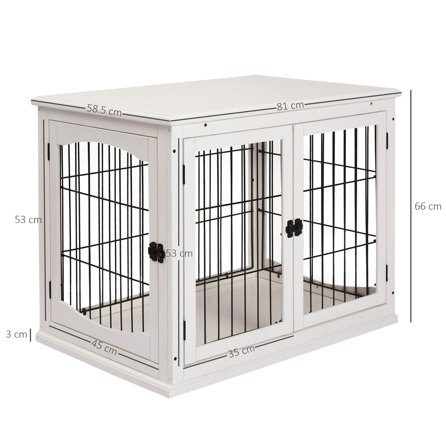 Mdf 3-Door Small Indoor Pet Dog House Training Cage White