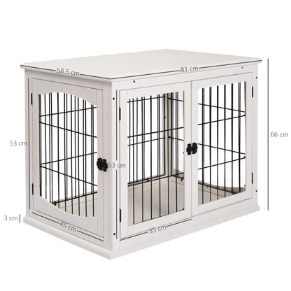 Mdf 3-Door Small Indoor Pet Dog House Training Cage White
