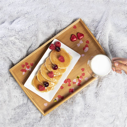 Maison & White Bamboo Serving Trays | Set of 3 Nesting Rectangular Trays | Raised Edges & Carry Handles | Natural Finish