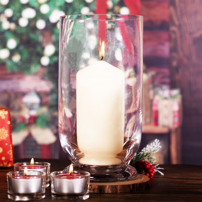 Maison & White Tall Crystal Glass Storm Lantern Candle Holder | 23cm H x 12cm Diameter | Wax or LED Candles | Home Wedding Garden Centrepiece | Decorative Lantern | 2-Year Guarantee