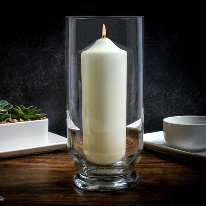 Maison & White Tall Crystal Glass Storm Lantern Candle Holder | 23cm H x 12cm Diameter | Wax or LED Candles | Home Wedding Garden Centrepiece | Decorative Lantern | 2-Year Guarantee