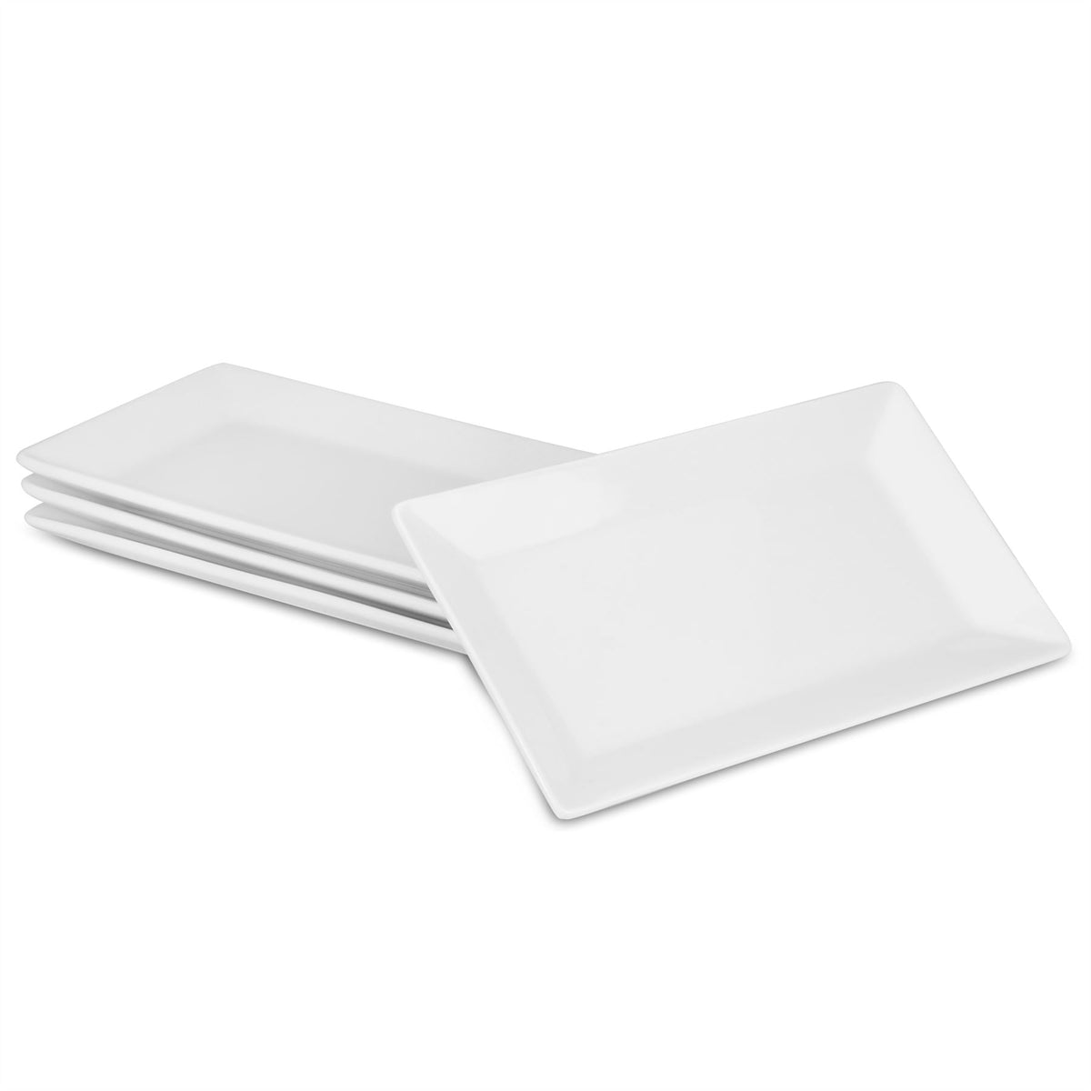 Maison & White Porcelain Serving Platters | Set of 4 White Rectangular Plates | 25cm | Buffet, Starter & Dessert Serveware | Dishwasher & Microwave Safe