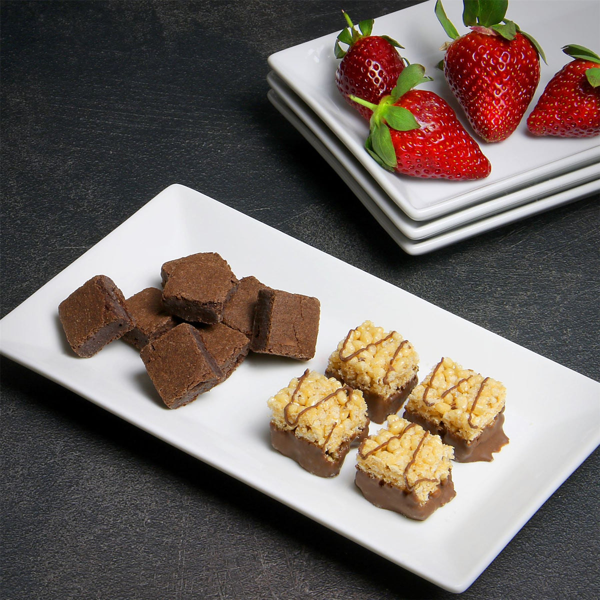 Maison & White Porcelain Serving Platters | Set of 4 White Rectangular Plates | 25cm | Buffet, Starter & Dessert Serveware | Dishwasher & Microwave Safe