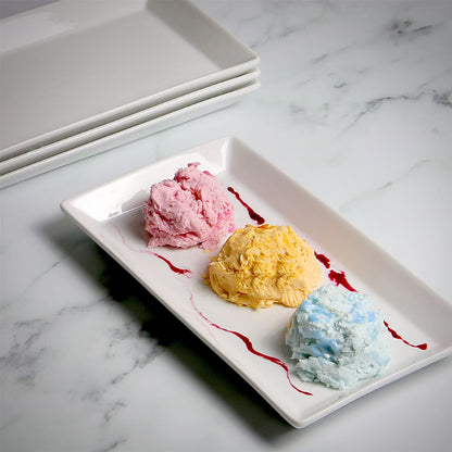 Maison & White Porcelain Serving Platters | Set of 4 White Rectangular Plates | 25cm | Buffet, Starter & Dessert Serveware | Dishwasher & Microwave Safe