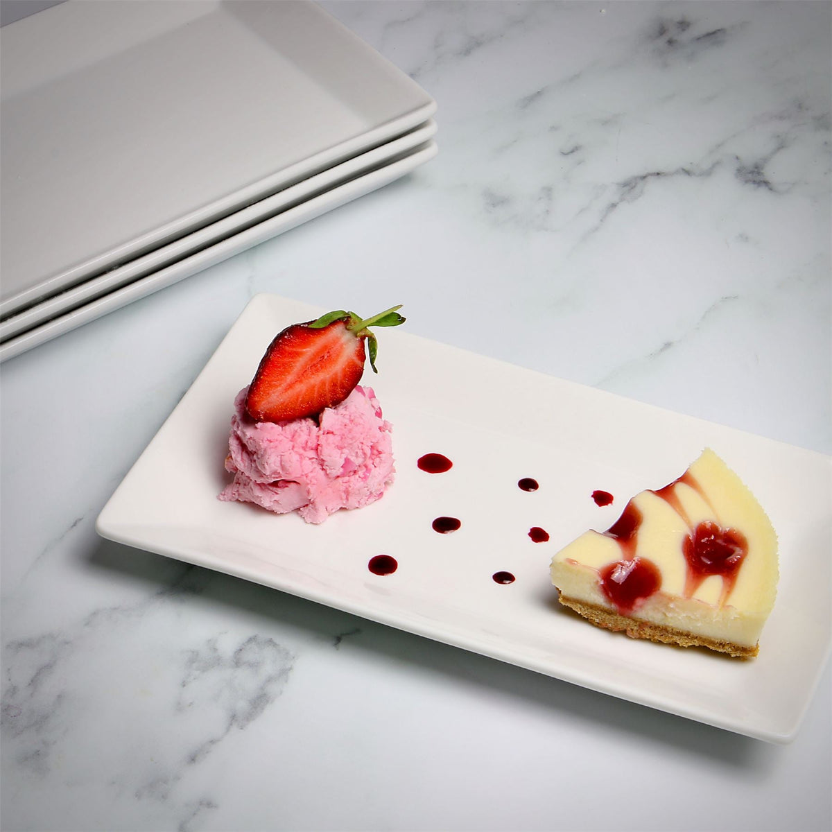 Maison & White Porcelain Serving Platters | Set of 4 White Rectangular Plates | 25cm | Buffet, Starter & Dessert Serveware | Dishwasher & Microwave Safe