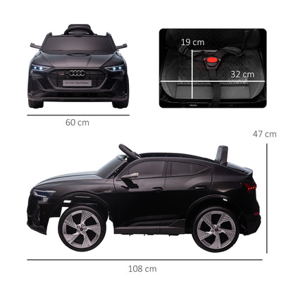 Kids Electric Ride-On Sports Car, 12V Two Motors Battery Powered Toy With Remote Control, Lights, Music, Horn - Black