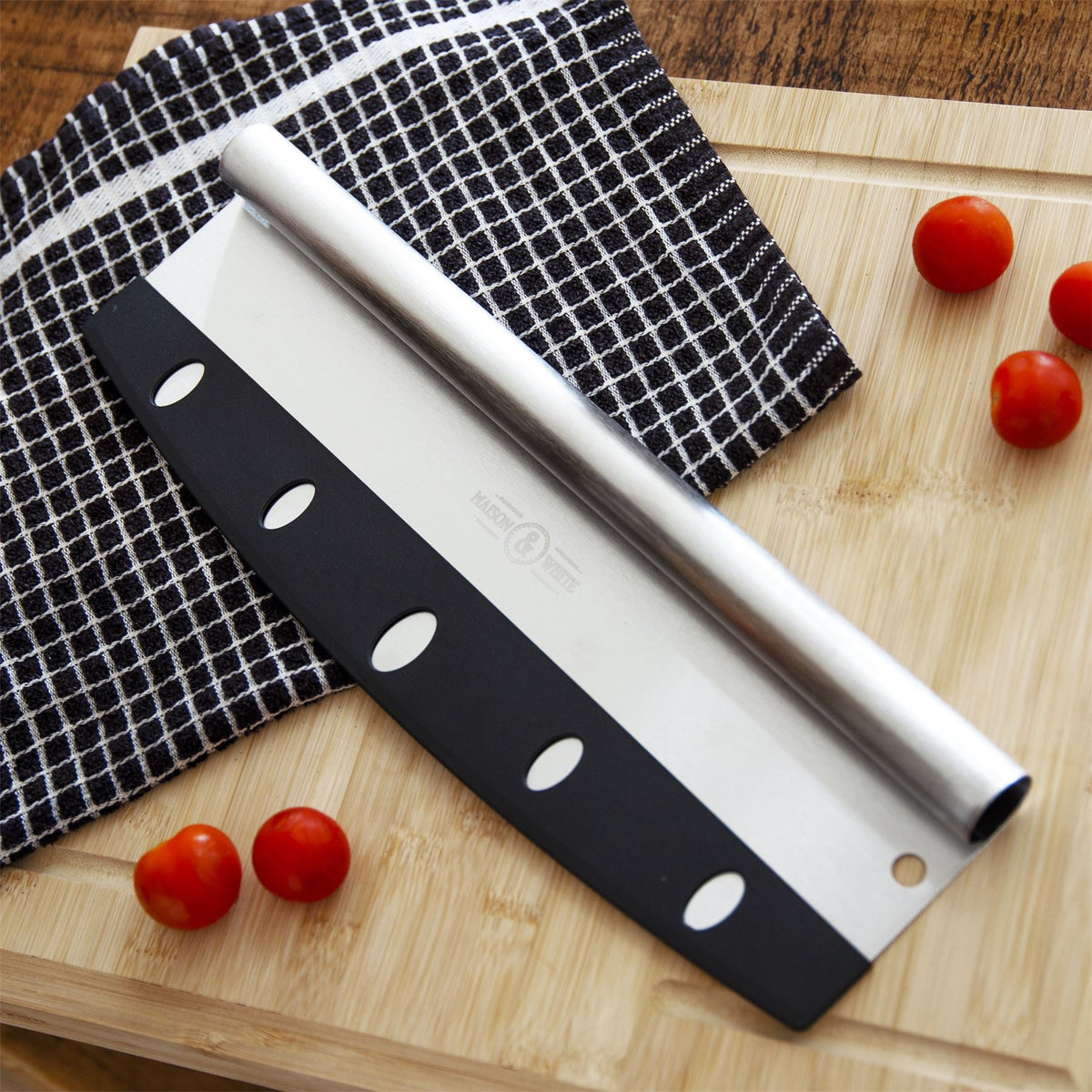 Maison & White Rocking Pizza Cutter Blade | Stainless Steel | 35x12x2.5cm | Protective Cover | Dishwasher Safe | Sharpenable | 2-Year Guarantee