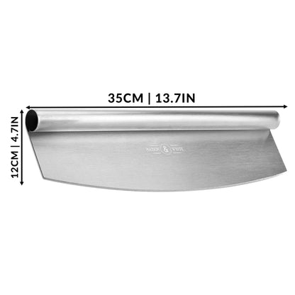 Maison & White Rocking Pizza Cutter Blade | Stainless Steel | 35x12x2.5cm | Protective Cover | Dishwasher Safe | Sharpenable | 2-Year Guarantee