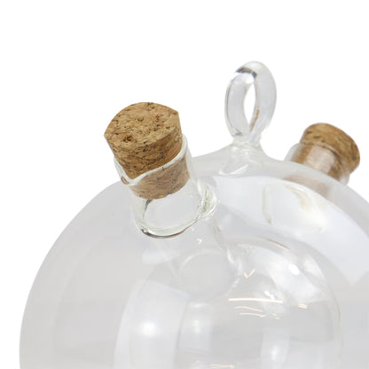 Maison & White 2-in-1 Glass Oil & Vinegar Dispenser | Dual Chamber Cruet | 350ml Outer & 70ml Inner | Cork Stoppers