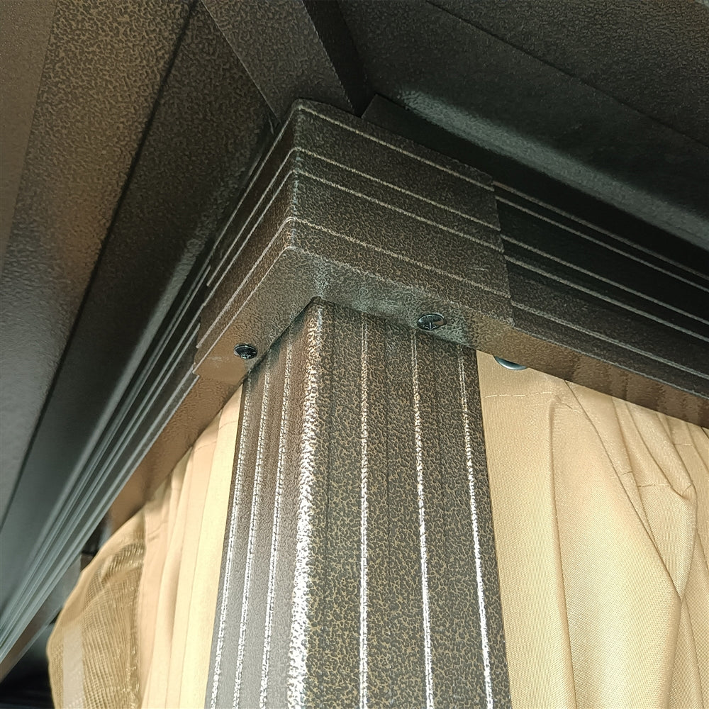 Outdoor Hardtop Steel Canopy Gazebo With Aluminium Frame, Curtains And Top Hook