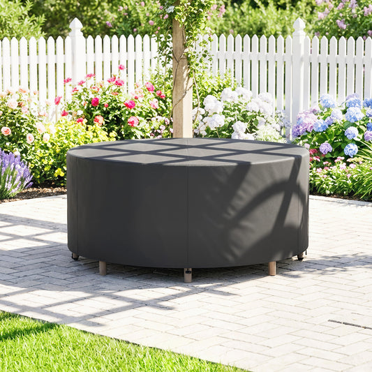 Round Garden Furniture Cover | 420D Oxford | UV30+ | Ø214x70cm | 4 Buckles & Drawstrings | Black