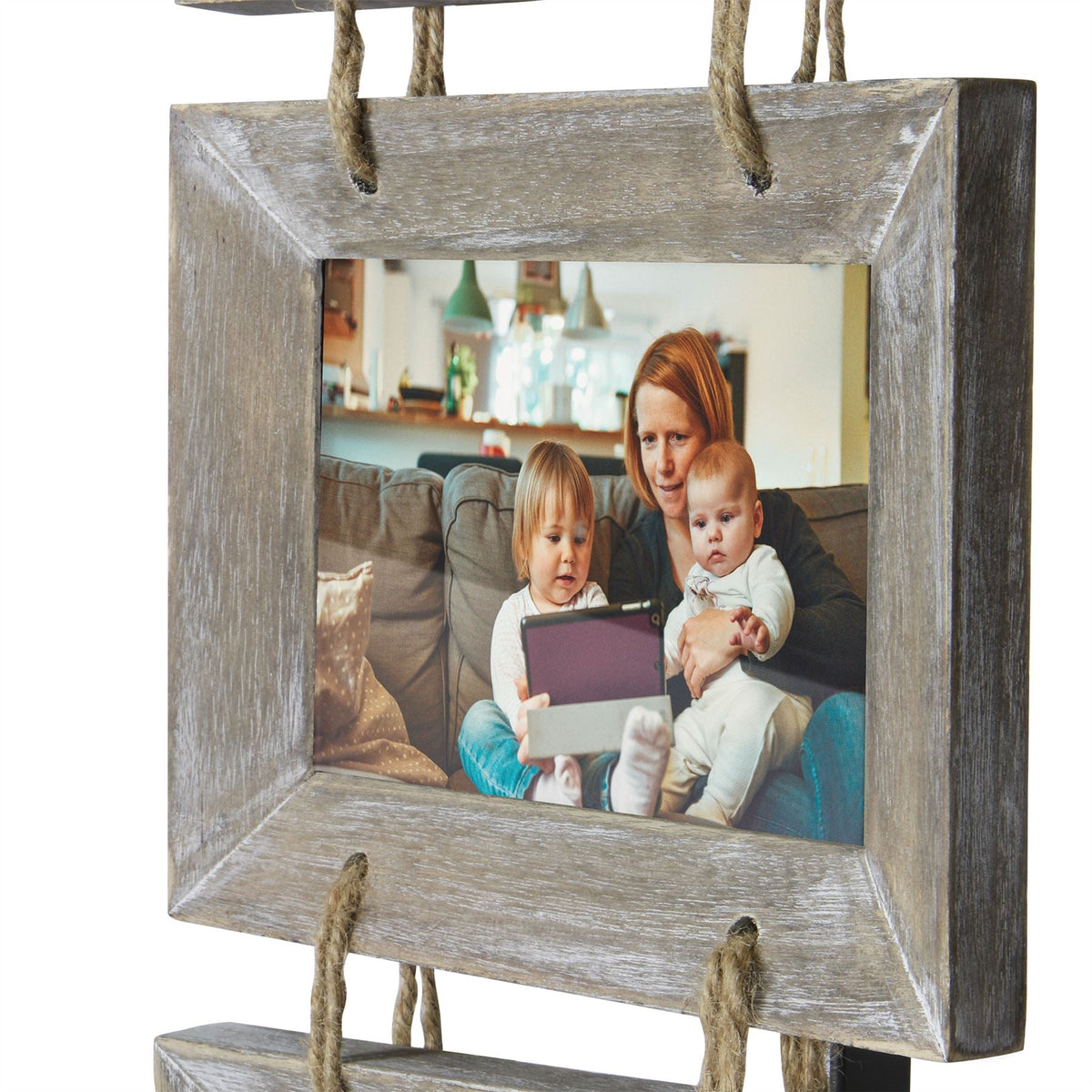 Maison & White 5 Hanging Wooden Photo Frame Hanger Set | Hardwood Vintage Rustic | Holds 6x4 Photos | 89x21.5x2cm | Wedding Housewarming Birthday Gift | Wall Display | 2-Year Warranty