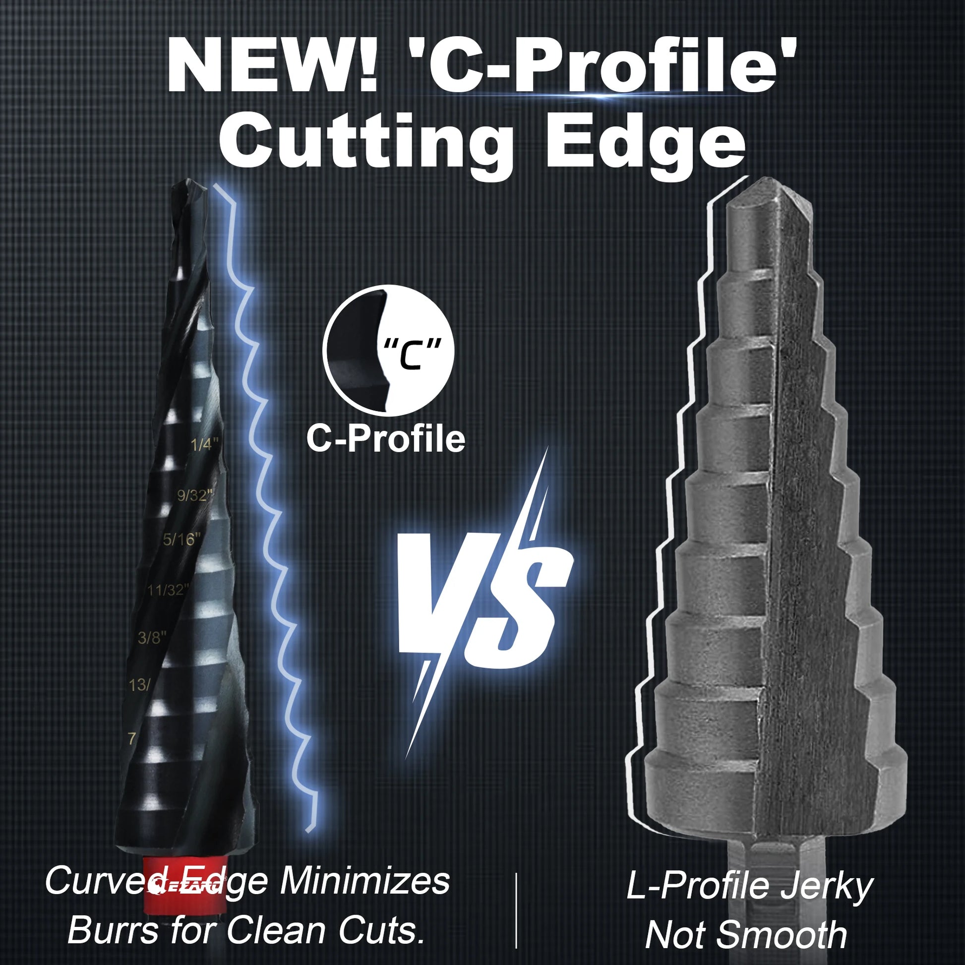 EZARC Step Drill Bit for Metal, 1/8''-1/2'' Spiral Flute Step Drill Bit 1PC, Wear-Resistant Altin Coated for Metalworking