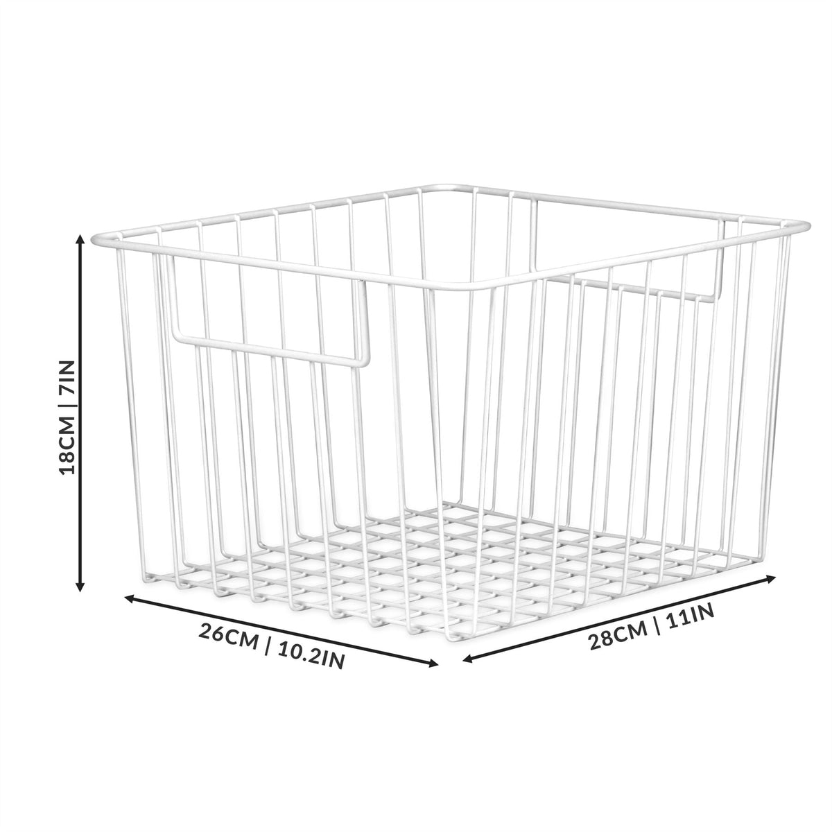 Maison & White White Mesh Storage Baskets Pack of 2 | Powder-Coated Carbon Steel | Scratch Rust Corrosion Proof | 28x26x18cm | Carry Handles | Kitchen Bathroom Garage Shed | 2-Year Warranty