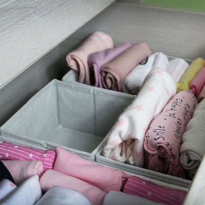 Maison & White Foldable Fabric Drawer Organisers | Set of 12 | 4 Large 30x16x10cm + 8 Small 16x16x10cm | Collapsible | Wardrobe Drawer Nursery Bedroom | Socks Underwear Clothing Organiser | Separate & Tidy
