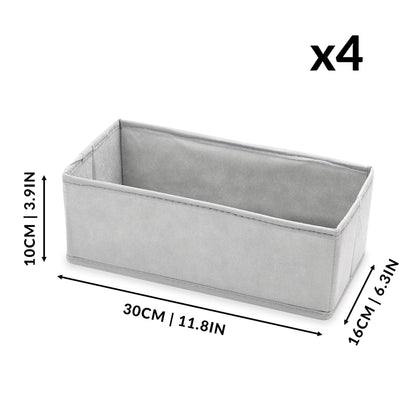 Maison & White Foldable Fabric Drawer Organisers | Set of 12 | 4 Large 30x16x10cm + 8 Small 16x16x10cm | Collapsible | Wardrobe Drawer Nursery Bedroom | Socks Underwear Clothing Organiser | Separate & Tidy
