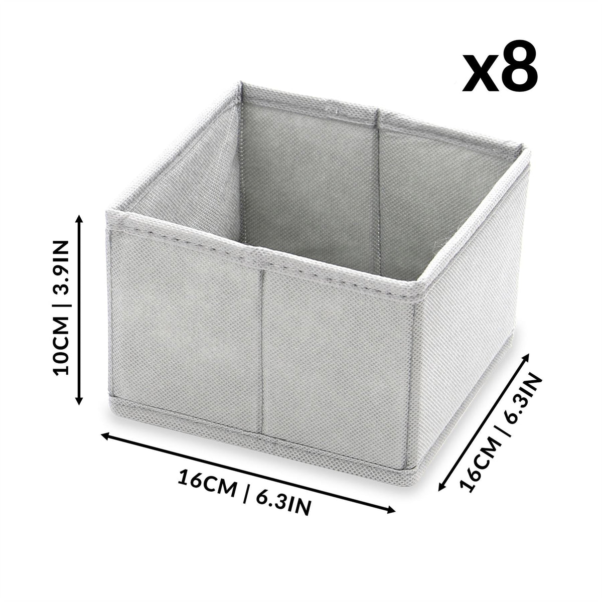Maison & White Foldable Fabric Drawer Organisers | Set of 12 | 4 Large 30x16x10cm + 8 Small 16x16x10cm | Collapsible | Wardrobe Drawer Nursery Bedroom | Socks Underwear Clothing Organiser | Separate & Tidy