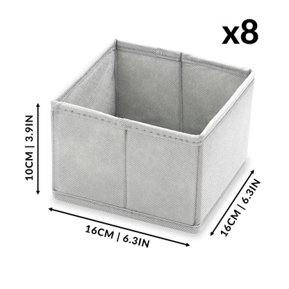 Maison & White Foldable Fabric Drawer Organisers | Set of 12 | 4 Large 30x16x10cm + 8 Small 16x16x10cm | Collapsible | Wardrobe Drawer Nursery Bedroom | Socks Underwear Clothing Organiser | Separate & Tidy