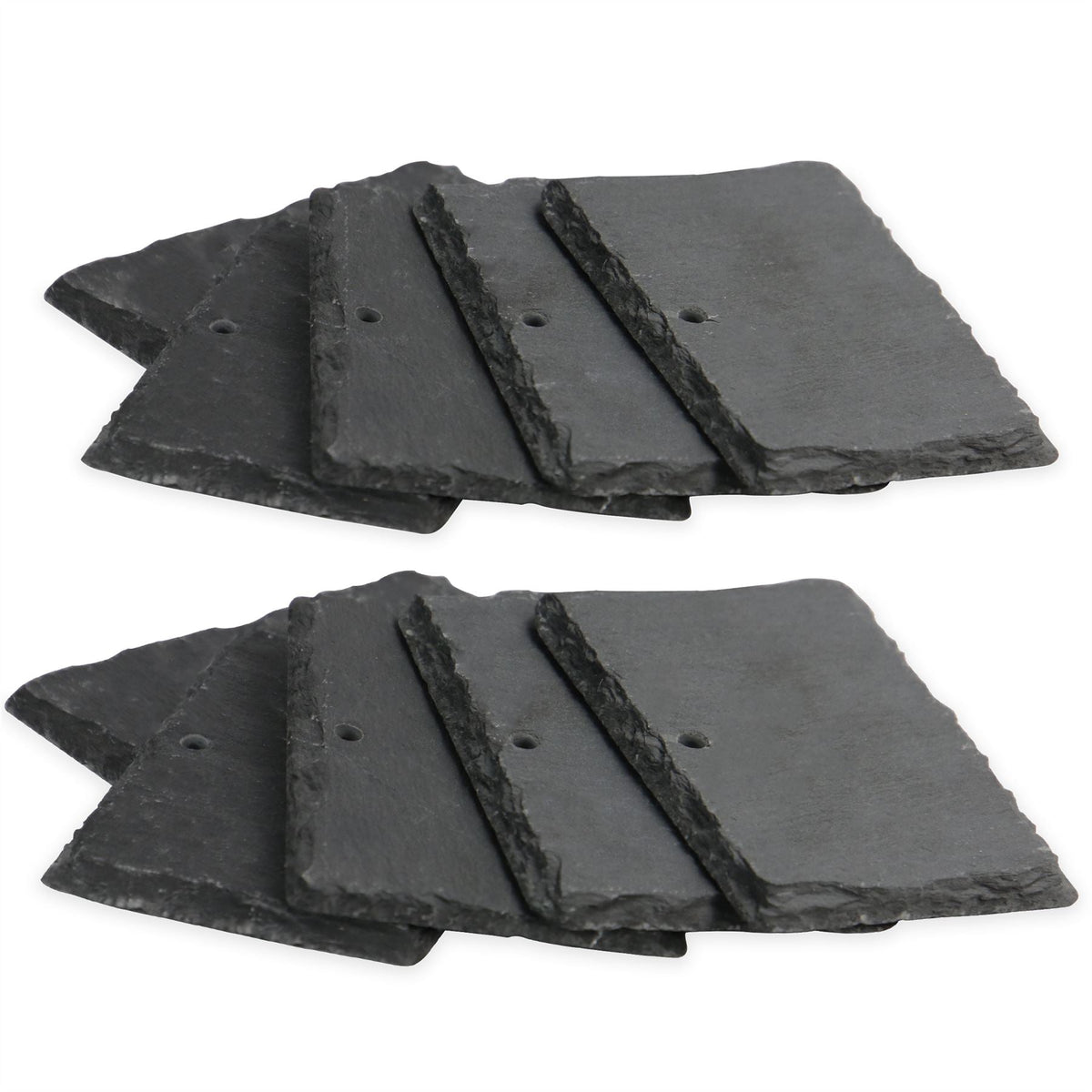 Maison & White Hanging Slate Plant Labels | Set of 10 | 10 × 7cm Garden Signs | 40cm Stainless Steel Hooks & Chalk Included
