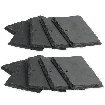 Maison & White Hanging Slate Plant Labels | Set of 10 | 10 × 7cm Garden Signs | 40cm Stainless Steel Hooks & Chalk Included