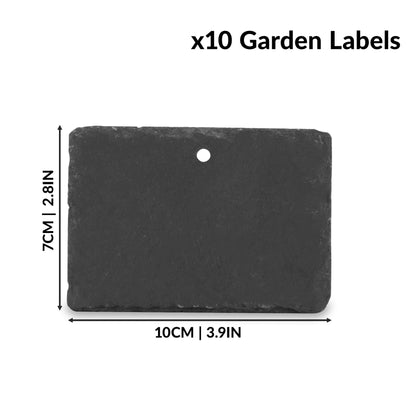 Maison & White Hanging Slate Plant Labels | Set of 10 | 10 × 7cm Garden Signs | 40cm Stainless Steel Hooks & Chalk Included