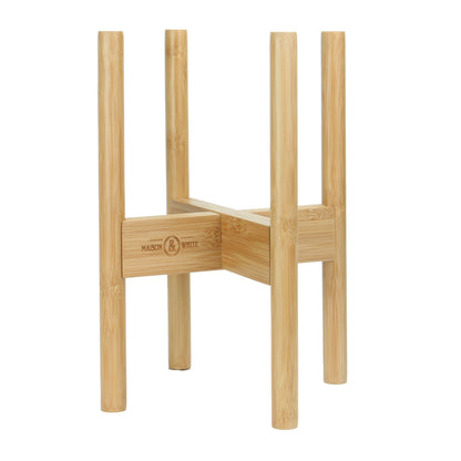Maison & White Adjustable Bamboo Plant Stand | 35cm H | Extends to 35cm Wide | Fits Pots up to 30cm | Holds up to 50kg | Home & Office | Assembly Required | 2-Year Warranty