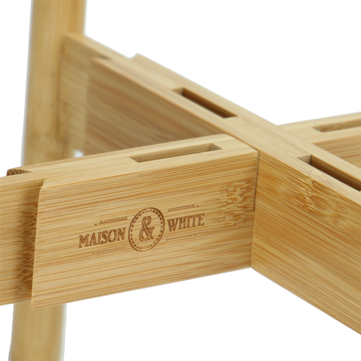 Maison & White Adjustable Bamboo Plant Stand | 35cm H | Extends to 35cm Wide | Fits Pots up to 30cm | Holds up to 50kg | Home & Office | Assembly Required | 2-Year Warranty